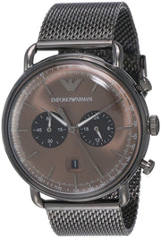  Shop Authentic Emporio Armani Aviator Brown Dial Grey Mesh Bracelet Watch For Men - AR11141 - Luxxuri