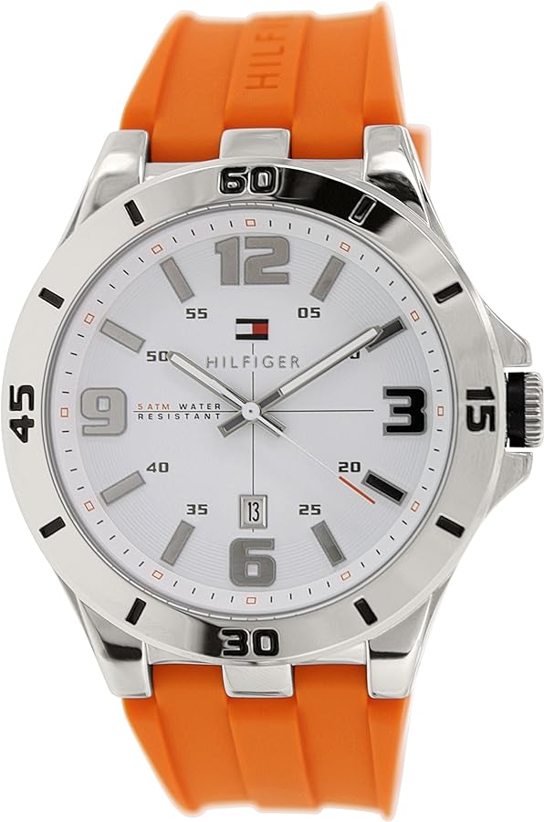  Shop Authentic Tommy Hilfiger Analog White Dial Orange Rubber Strap Watch for Men - 1791063 - Luxxuri