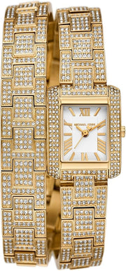  Shop Authentic Michael Kors Emery Analog Crystals White Dial Gold Steel Strap Watch for Women - MK4835 - Luxxuri