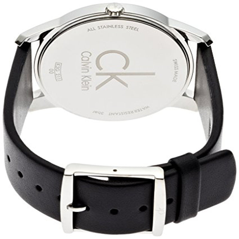  Shop Authentic Calvin Klein Minimal Grey Dial Black Leather Strap Watch for Men - K3M221C4 - Luxxuri