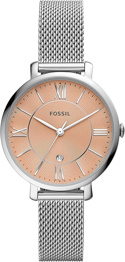  Shop Authentic Fossil Jacqueline Three Hand Pink Dial Silver Mesh Strap Watch for Women - ES5089 - Luxxuri