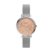  Shop Authentic Fossil Jacqueline Three Hand Pink Dial Silver Mesh Strap Watch for Women - ES5089 - Luxxuri