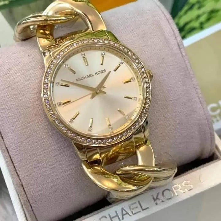  Shop Authentic Michael Kors Nini Three Hand Gold Dial Gold Steel Strap Watch For Women - MK3235 - Luxxuri