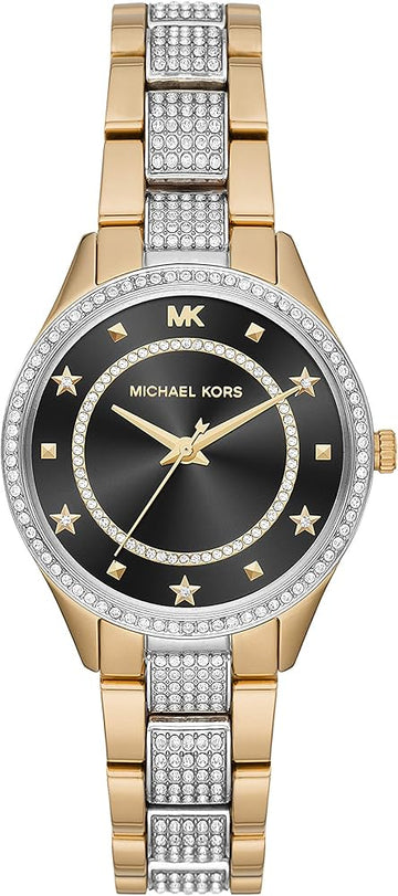  Shop Authentic Michael Kors Lauryn Crystal Pave Black Dial Two Tone Steel Strap Watch For Women - MK4403 - Luxxuri