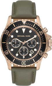  Shop Authentic Michael Kors Everest Analog Black Dial Green Leather Strap Watch For Men - MK9090 - Luxxuri