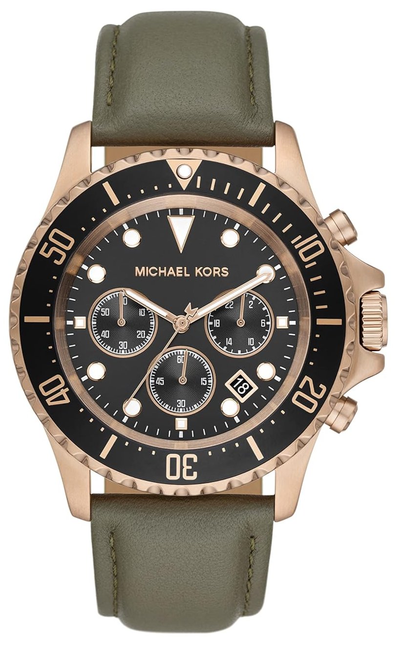  Shop Authentic Michael Kors Everest Analog Black Dial Green Leather Strap Watch For Men - MK9090 - Luxxuri