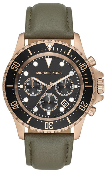  Shop Authentic Michael Kors Everest Analog Black Dial Green Leather Strap Watch For Men - MK9090 - Luxxuri