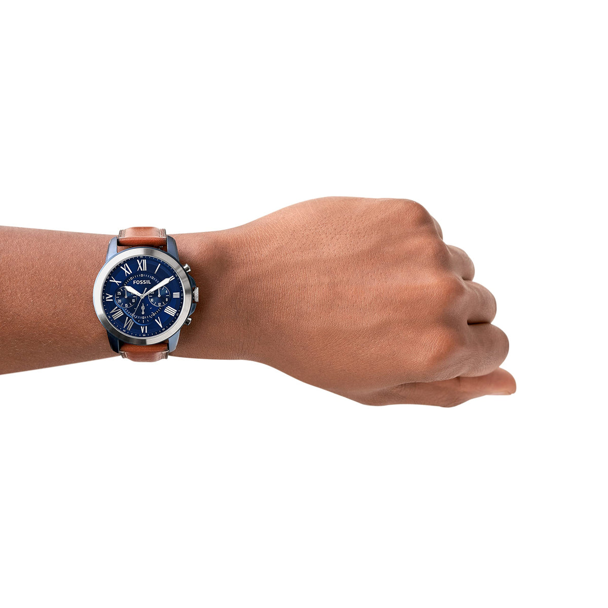  Shop Authentic Fossil Grant Chronograph Blue Dial Brown Leather Strap Watch for Men - FS5151 - Luxxuri
