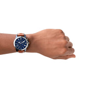  Shop Authentic Fossil Grant Chronograph Blue Dial Brown Leather Strap Watch for Men - FS5151 - Luxxuri