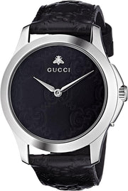  Shop Authentic Gucci G Timeless Quartz Black Dial Black Leather Strap Watch For Men - YA1264031 - Luxxuri