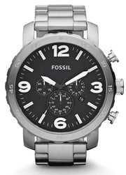  Shop Authentic Fossil Nate Chronograph Black Dial Silver Steel Strap Watch for Men - JR1353 - Luxxuri