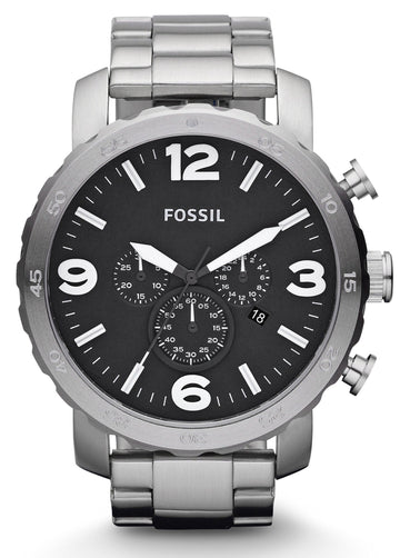 Shop Authentic Fossil Nate Chronograph Black Dial Silver Steel Strap Watch for Men - JR1353 - Luxxuri