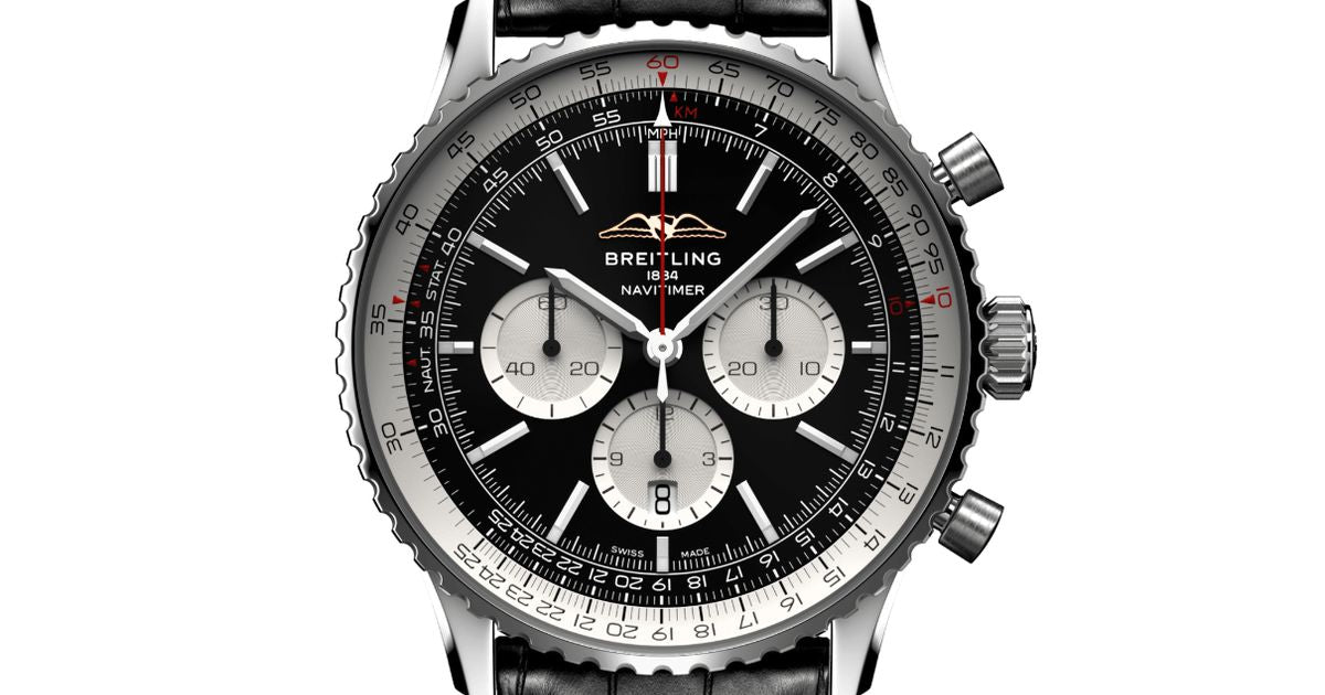  Shop Authentic Breitling Navitimer B01 Chronograph 46 Black Dial Black Leather Strap Watch for Men - AB0137211B1P1 - Luxxuri