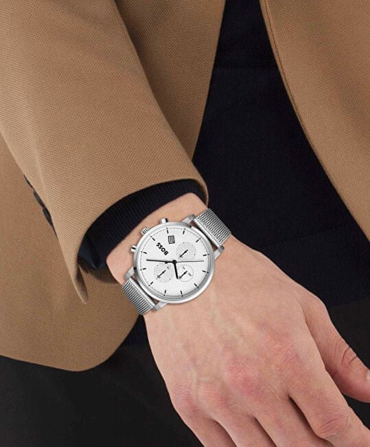  Shop Authentic Hugo Boss Skymaster White Dial Silver Mesh Bracelet Watch for Men - 1513933 - Luxxuri