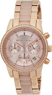  Shop Authentic Michael Kors Ritz Chronograph Rose Gold Dial Two Tone Steel Strap Watch for Women - MK6307 - Luxxuri