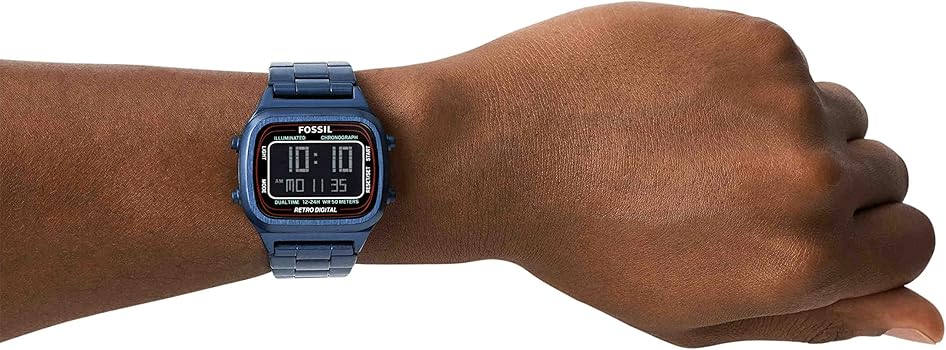  Shop Authentic Fossil Retro Analog-Digital Black Dial Blue Steel Strap Watch for Men - FS5896 - Luxxuri