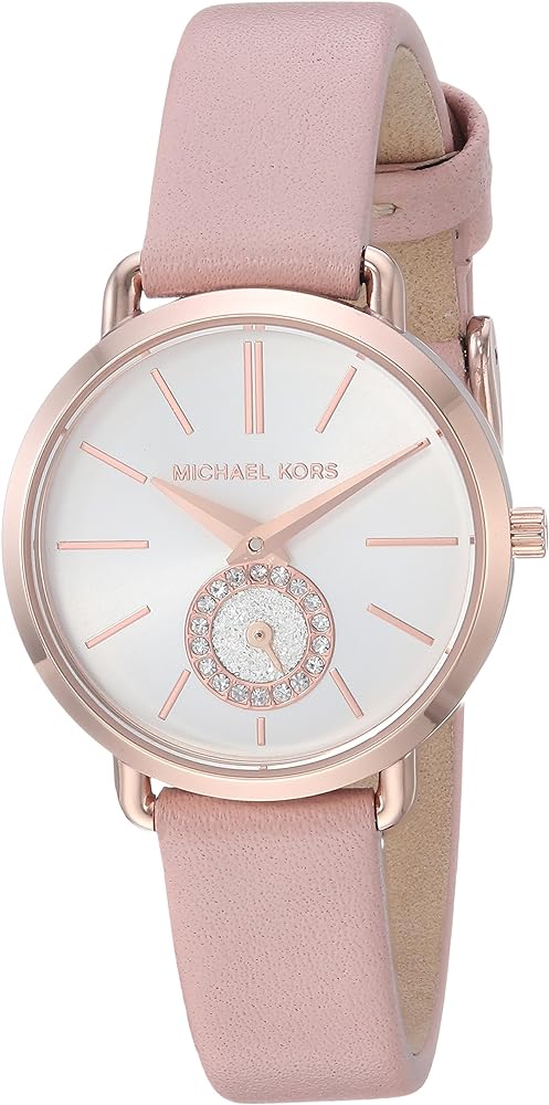  Shop Authentic Michael Kors Petite Portia Silver Dial Pink Rubber Strap Watch For Women - MK2735 - Luxxuri