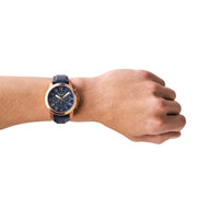  Shop Authentic Fossil Grant Chronograph Blue Dial Blue Leather Strap Watch for Men - FS4835 - Luxxuri