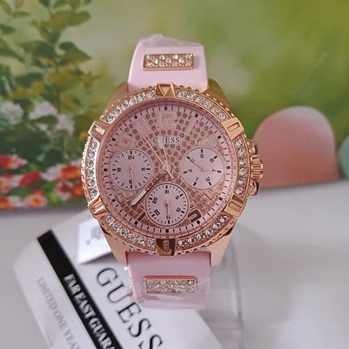  Shop Authentic Guess Frontier Diamonds Rose Gold Dial Pink Rubber Strap Watch For Women - W1160L5 - Luxxuri