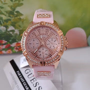  Shop Authentic Guess Frontier Diamonds Rose Gold Dial Pink Rubber Strap Watch For Women - W1160L5 - Luxxuri