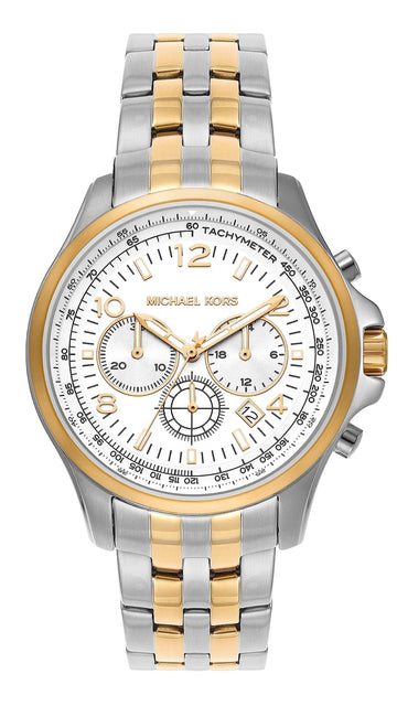  Shop Authentic Michael Kors Pilot Multifunction Chronograph White Dial Two Tone Steel Strap Watch for Men - MK9126 - Luxxuri