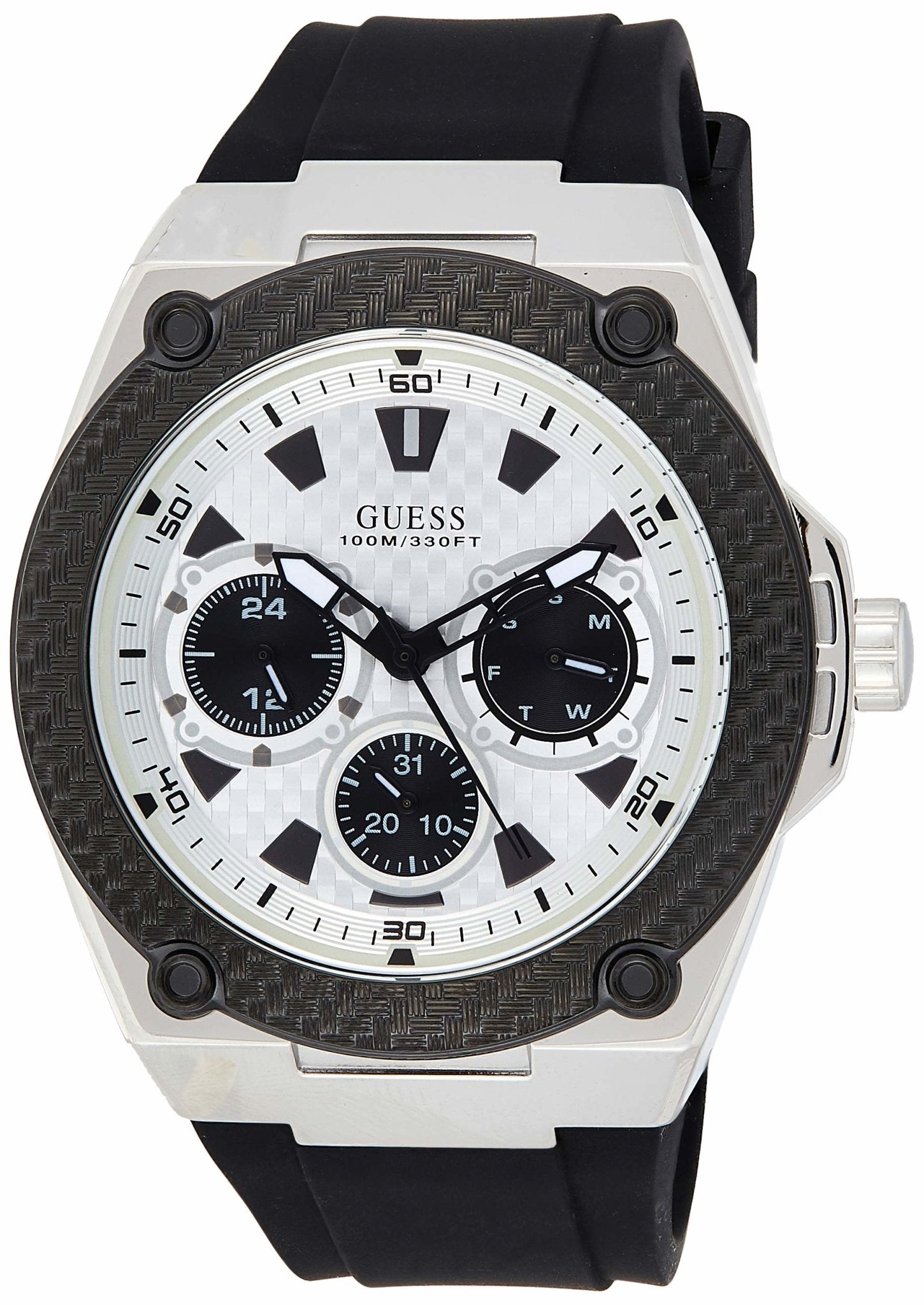  Shop Authentic Guess Legacy White Dial Black Rubber Strap Watch For Men - W1049G3 - Luxxuri