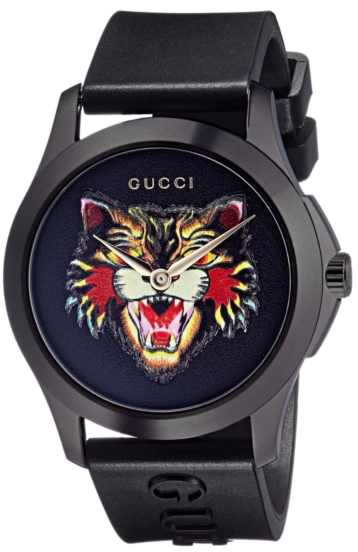  Shop Authentic Gucci G Timeless Cat Motif Black Dial Black Leather Strap Unisex Watch - YA1264021 - Luxxuri