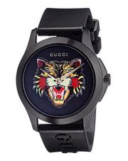  Shop Authentic Gucci G Timeless Cat Motif Black Dial Black Leather Strap Unisex Watch - YA1264021 - Luxxuri