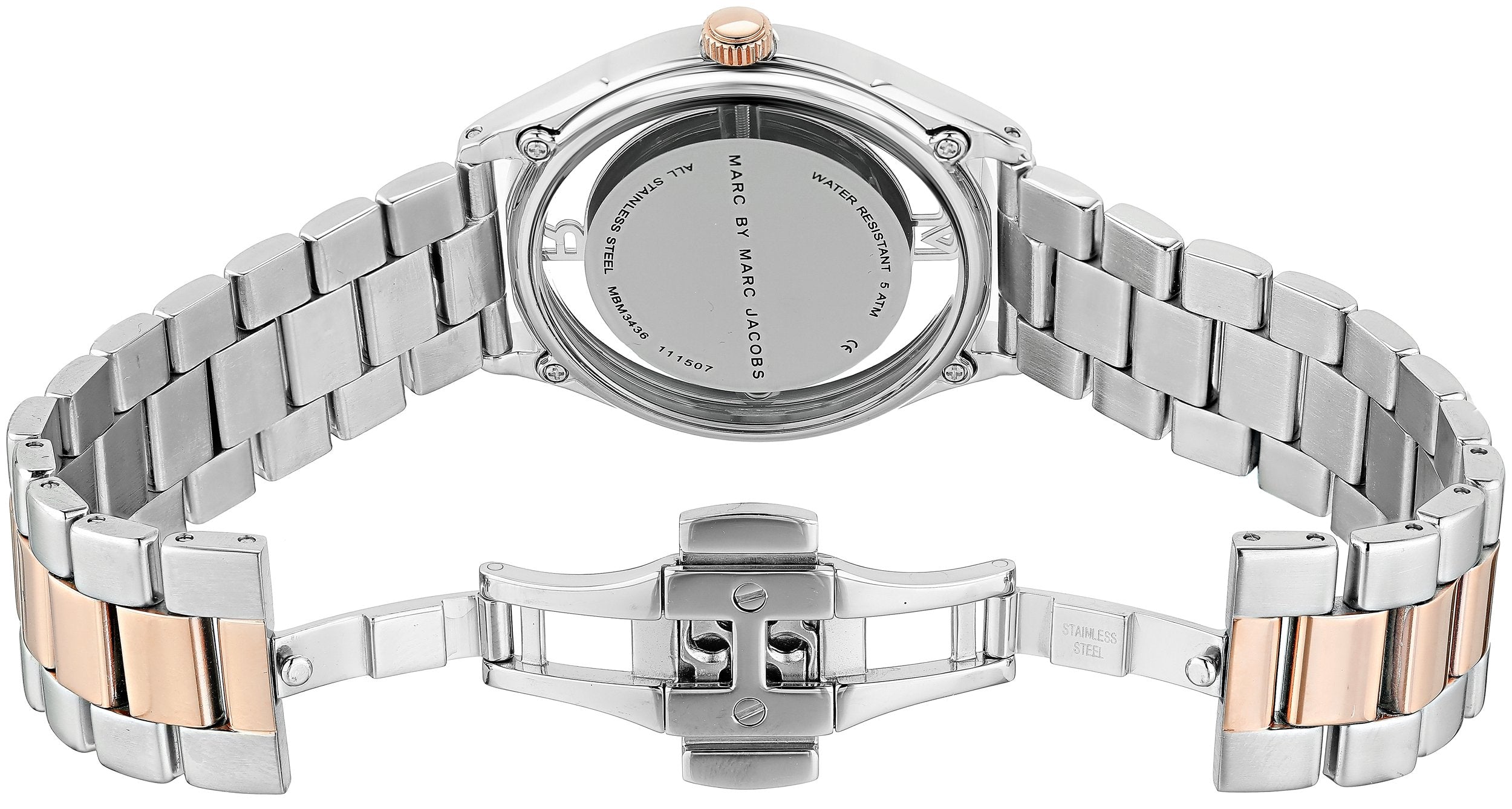  Shop Authentic Marc Jacobs Tether Transparent White Dial Two Tone Steel Strap Watch for Women - MBM3436 - Luxxuri