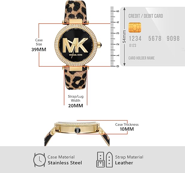 Shop Authentic Michael Kors Parker Black Dial Cheetah Print Brown Leather Strap Watch For Women - MK4723 - Luxxuri