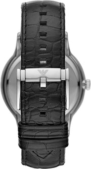  Shop Authentic Emporio Armani Renato Analog Black Dial Black Leather Strap Watch For Men - AR8035 - Luxxuri