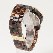  Shop Authentic Michael Kors Runway Chronograph Gold Dial Brown Acetate Strap Watch for Women - MK7475 - Luxxuri