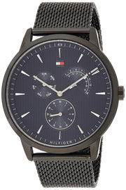  Shop Authentic Tommy Hilfiger Brad Quartz Blue Dial Black Mesh Bracelet Watch For Men - 1710392 - Luxxuri