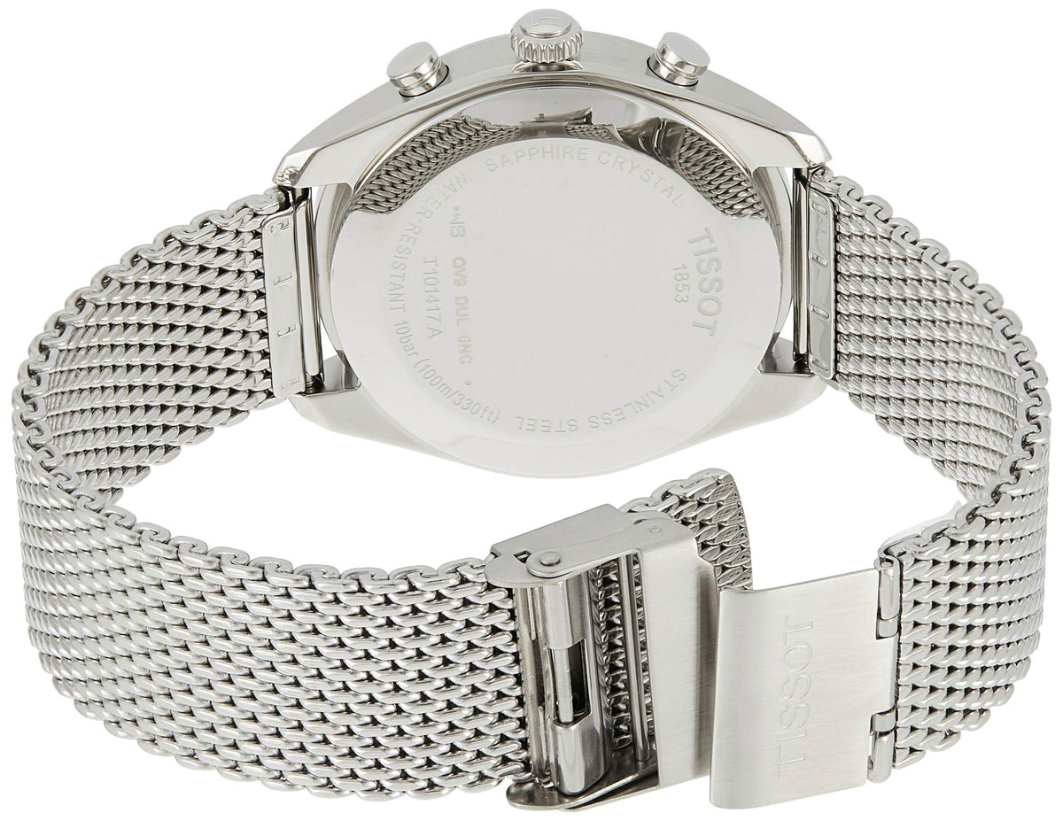  Shop Authentic Tissot PR 100 Chronograph White Dial Silver Mesh Bracelet Watch For Men - T101.417.11.031.02 - Luxxuri