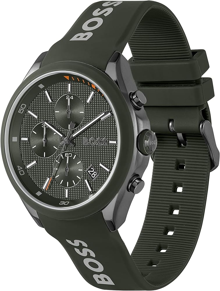 Shop Authentic Hugo Boss Velocity Chronograph Green Dial Green Rubber Strap Watch For Men - 1514060 - Luxxuri
