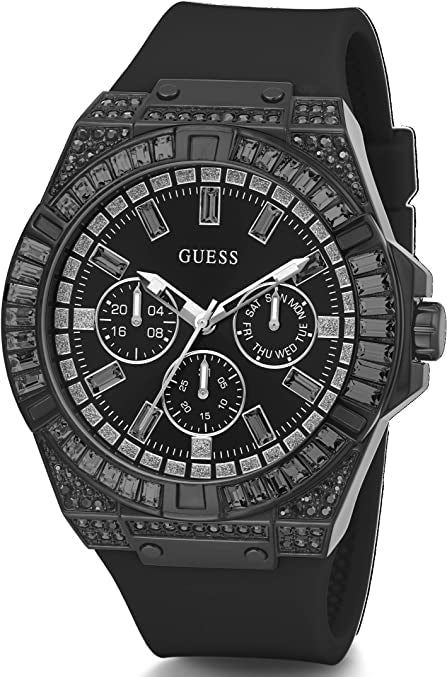  Shop Authentic Guess Zeus Multifunction Crystals Black Dial Black Silicone Strap Watch For Men - GW0208G5 - Luxxuri