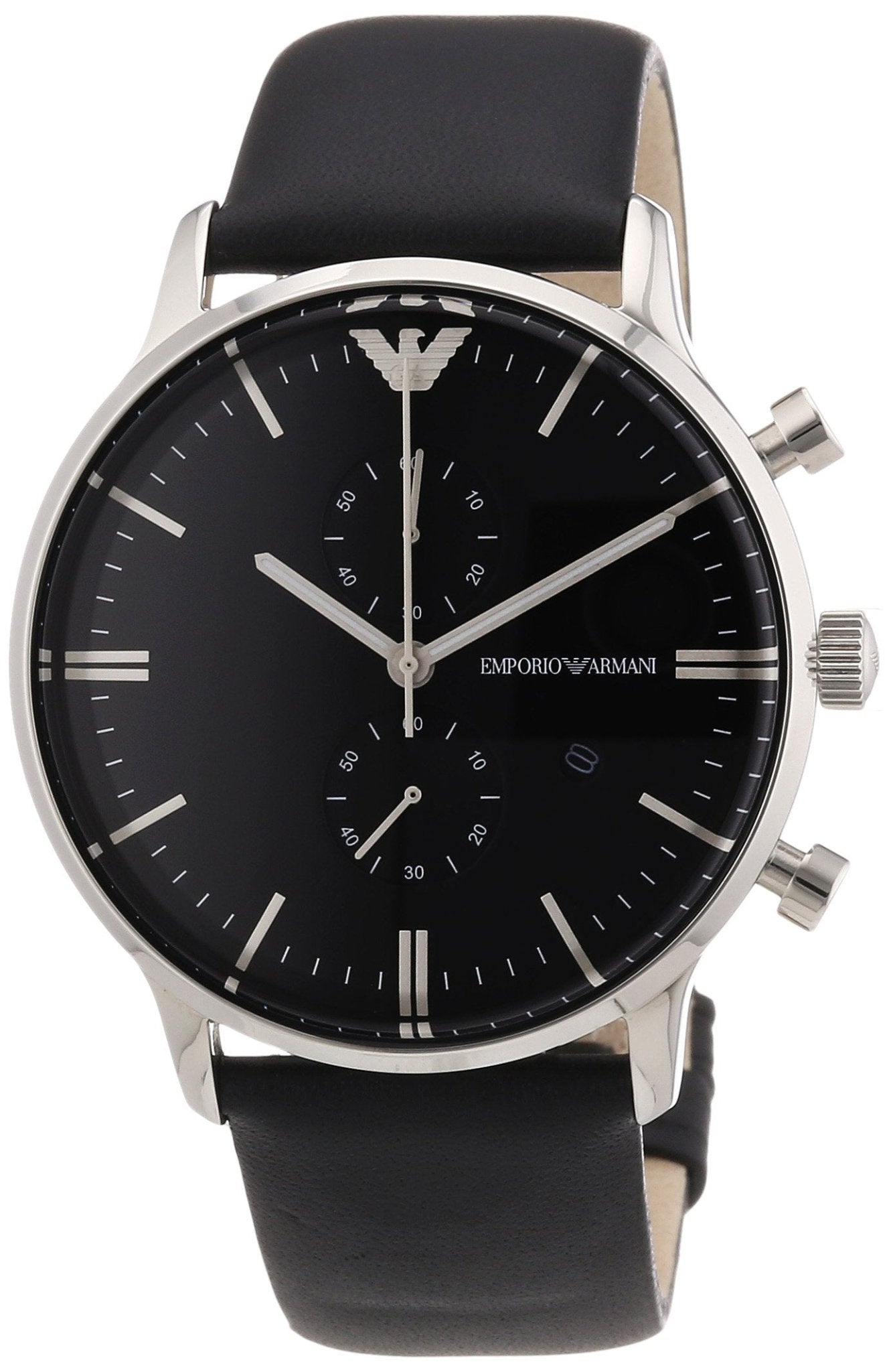  Shop Authentic Emporio Armani Gianni Chronograph Black Dial Black Leather Strap Watch For Men - AR0397 - Luxxuri