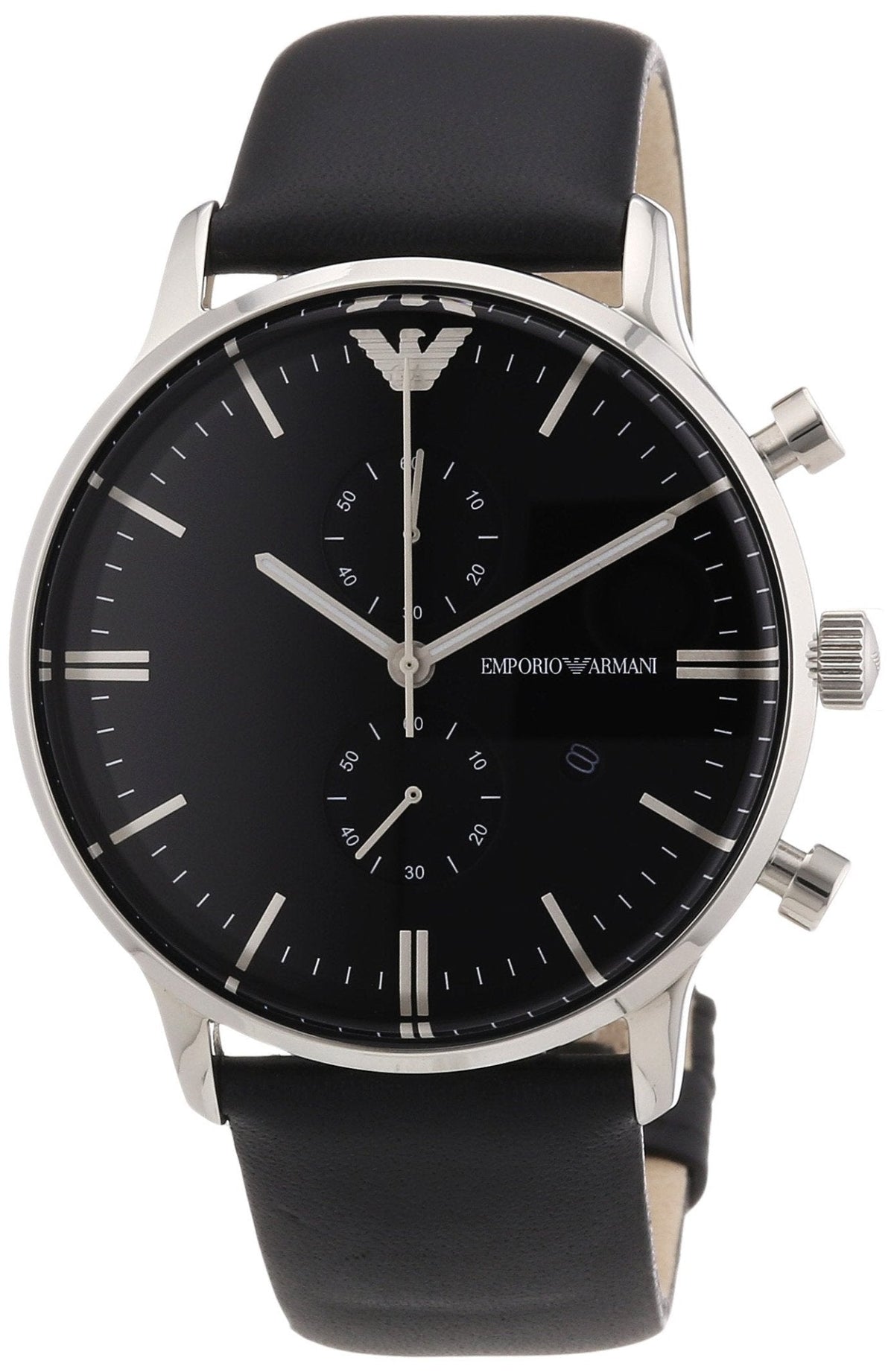  Shop Authentic Emporio Armani Gianni Chronograph Black Dial Black Leather Strap Watch For Men - AR0397 - Luxxuri