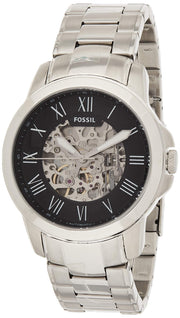  Shop Authentic Fossil Grant Automatic Skeleton Black Dial Silver Steel Strap Watch for Men - ME3103 - Luxxuri