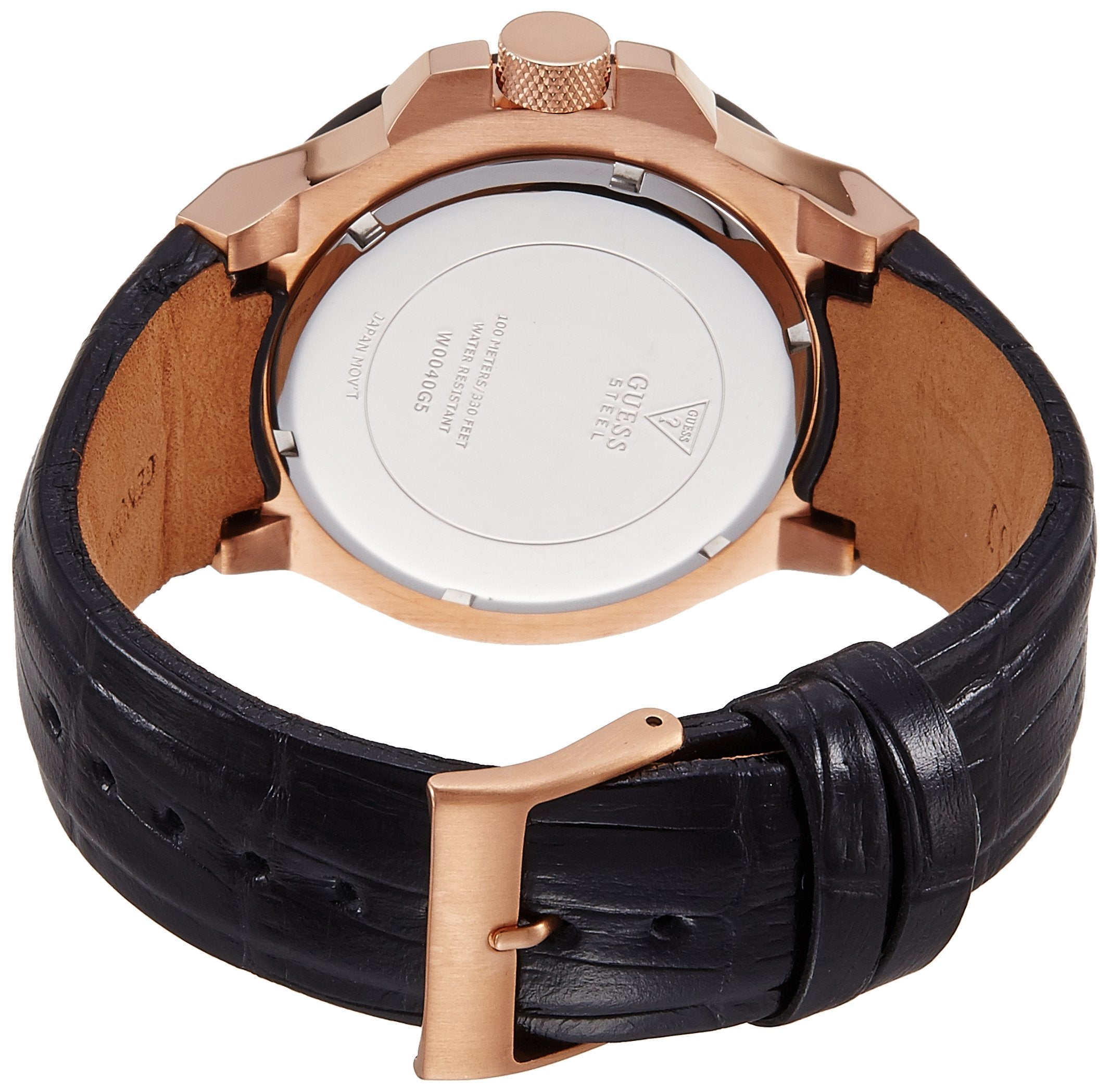  Shop Authentic Guess Rigor Analog Black Dial Black Leather Strap Watch For Men - W0040G5 - Luxxuri