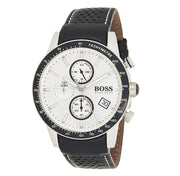  Shop Authentic Hugo Boss Rafale Chronograh Quartz White Dial Black Leather Strap Watch For Men - HB1513403 - Luxxuri