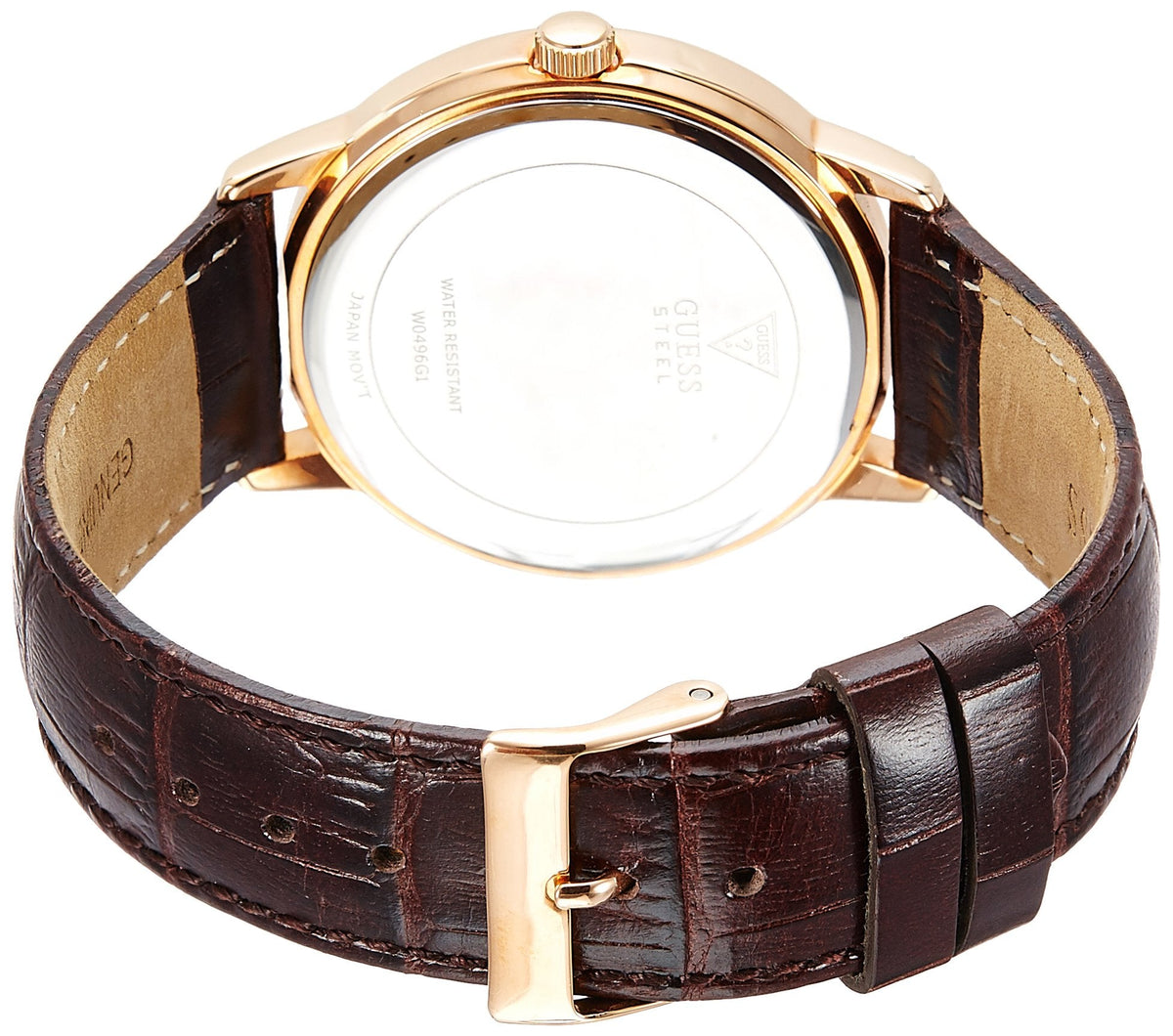  Shop Authentic Guess Wafer Quartz Beige Dial Brown Leather Strap Watch For Men - W0496G1 - Luxxuri