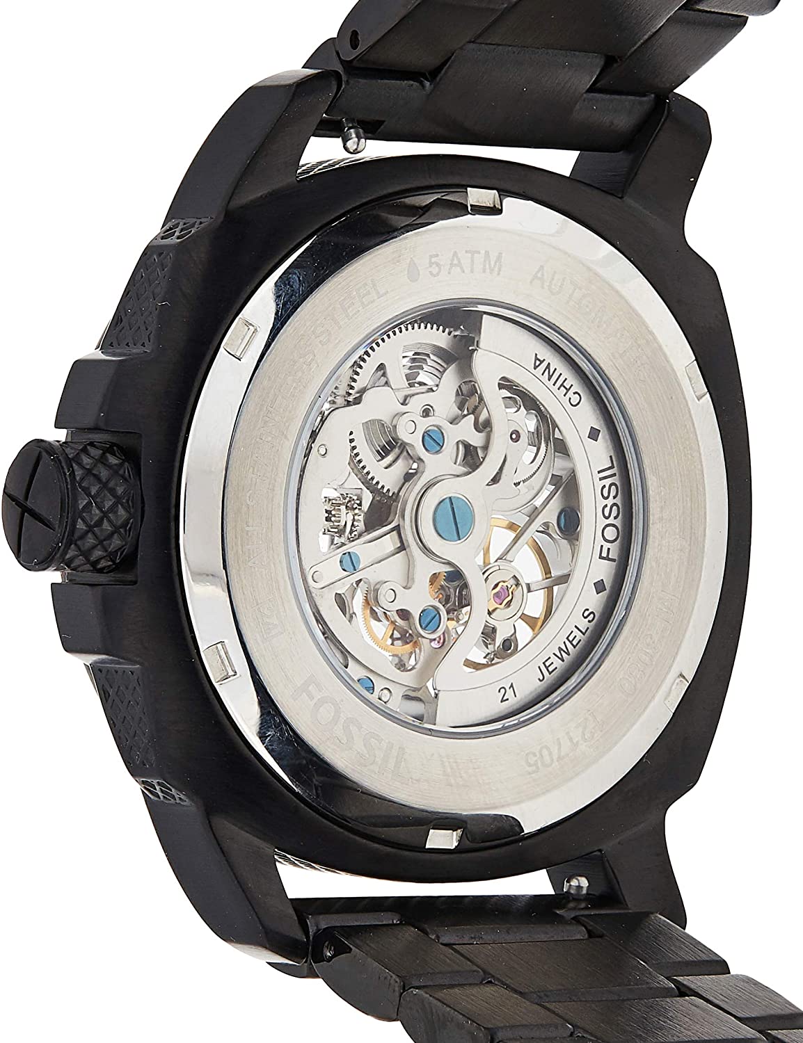  Shop Authentic Fossil Modern Machine Automatic Skeleton Grey Dial Black Steel Strap Watch for Men - ME3134 - Luxxuri