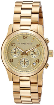 Shop Authentic Michael Kors Runway Gold Dial Gold Stainless Steel Strap Watch for Women - MK5055 - Luxxuri