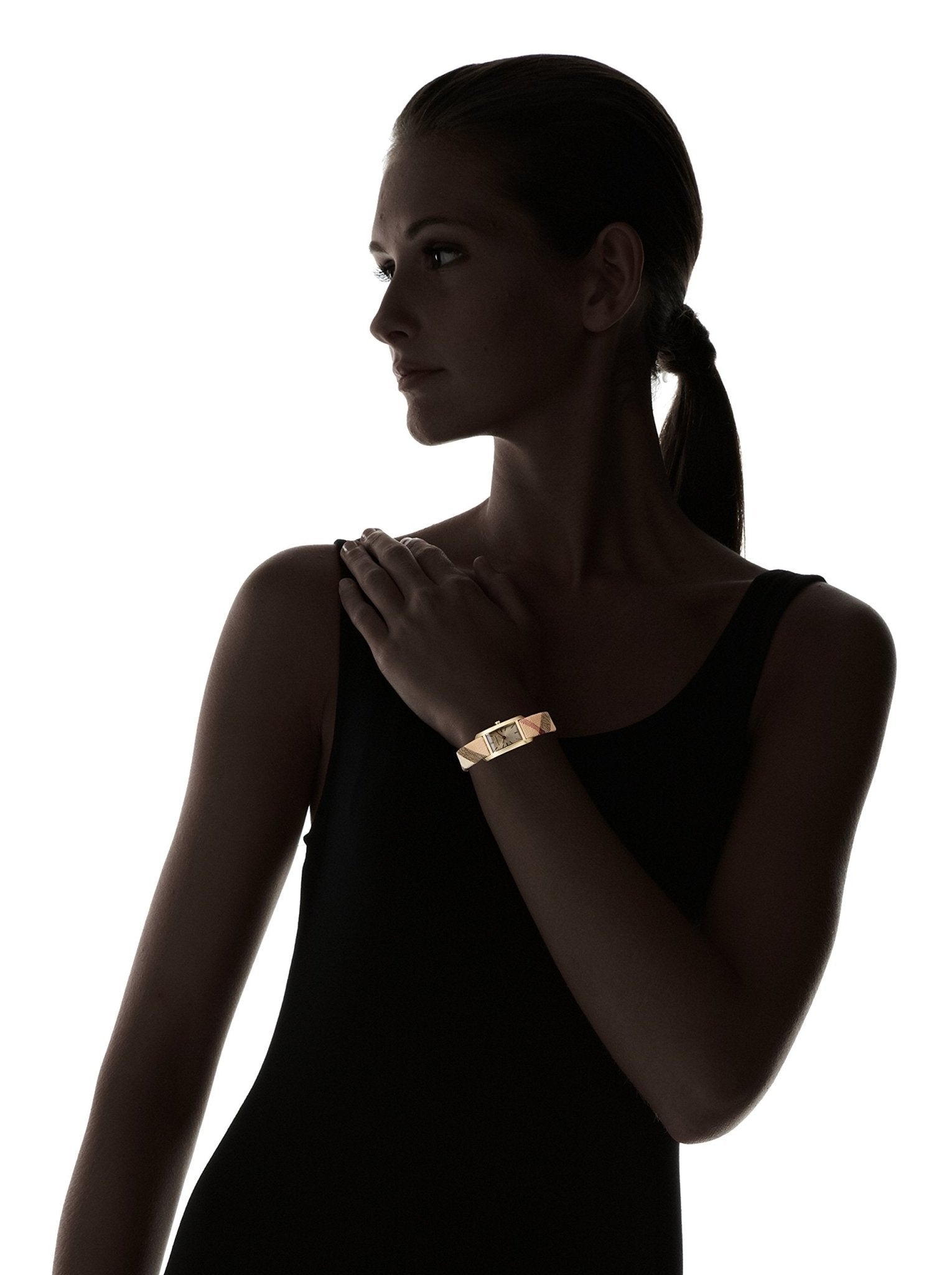  Shop Authentic Burberry Pioneer Gold Dial Haymarket Beige Leather Strap Watch for Women - BU9509 - Luxxuri
