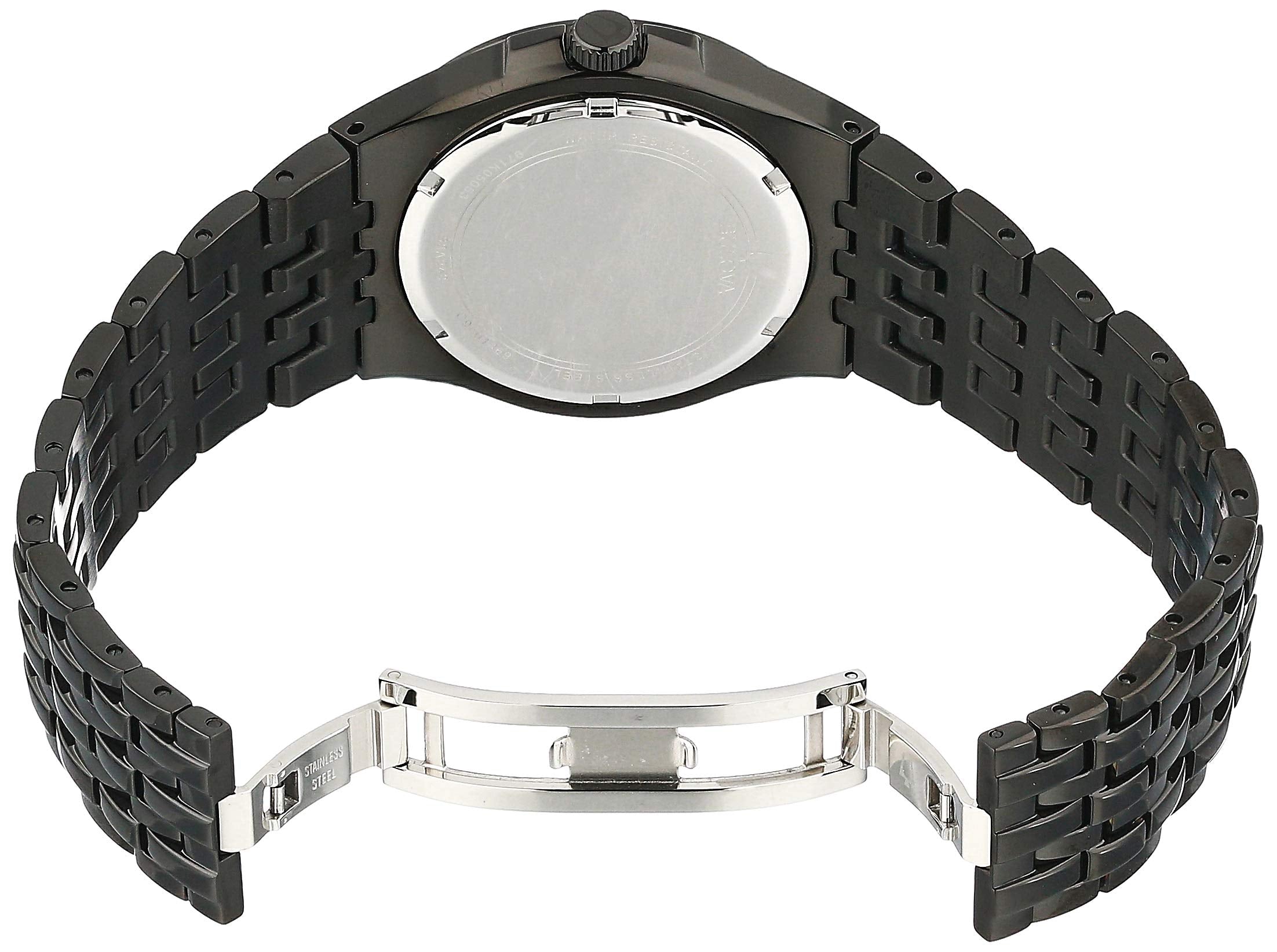  Shop Authentic Bulova Crystal Collection Phantom Black Dial Black Steel Strap Watch for Men - 98A240 - Luxxuri