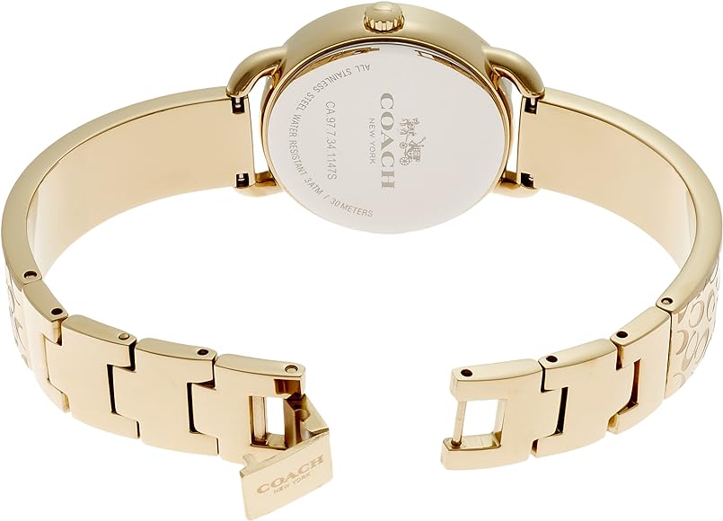 Coach Delancey Diamonds Silver Dial Gold Steel Strap Watch for Women - 14502354