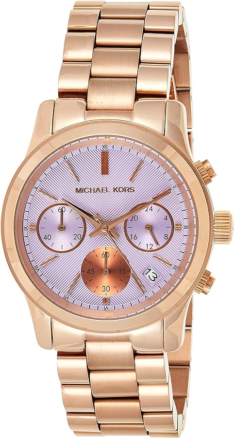  Shop Authentic Michael Kors Runway Chronograph Purple Dial Rose Gold Steel Strap Watch For Women - MK6163 - Luxxuri