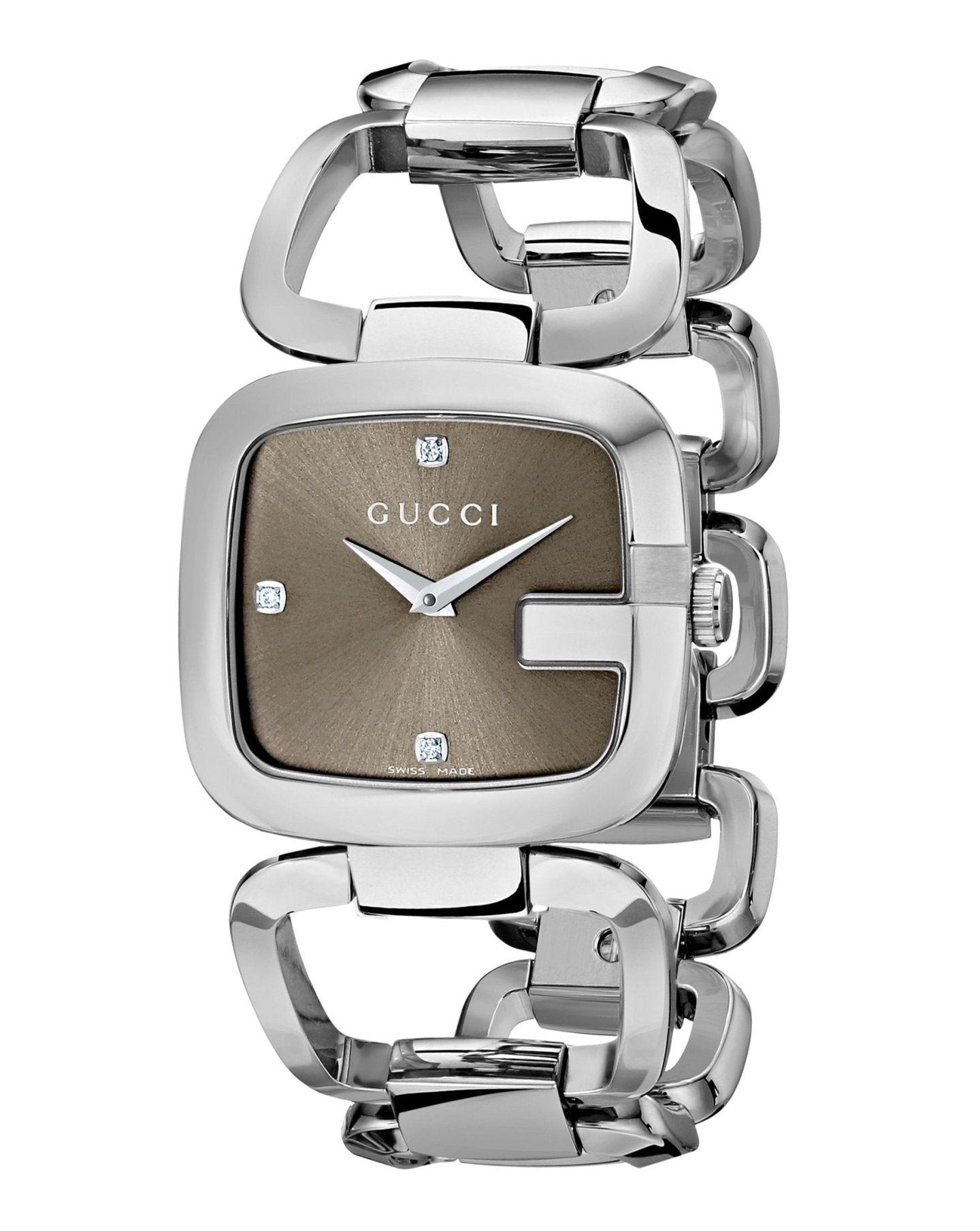  Shop Authentic Gucci G Gucci Brown Dial Silver Steel Strap Watch For Women - YA125401 - Luxxuri