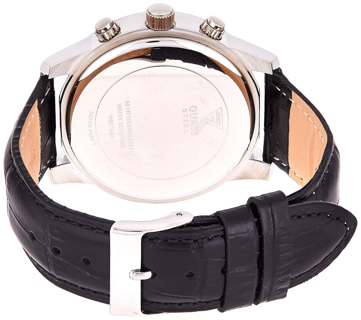  Shop Authentic Guess Exec Chronograph Quartz Black Dial Black Leather Strap Watch for Men - W0076G1 - Luxxuri